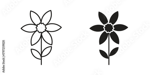 Daffodil Flower icon with glyph and line. black vector icons for Web UI