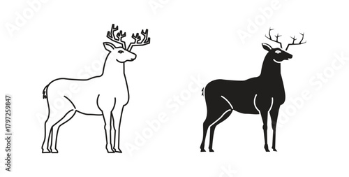 Deer icon with glyph and line. black vector icons for Web UI