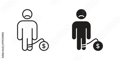 Debt icon with glyph and line. black vector icons for Web UI