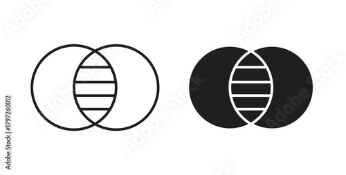 Diagram venn icon with glyph and line. black vector icons for Web UI