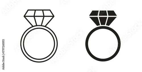 Diamond ring icon with glyph and line. black vector icons for Web UI