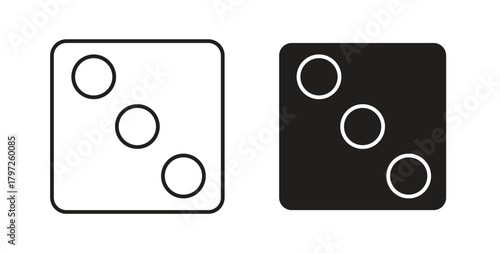 Dice three icon with glyph and line. black vector icons for Web UI