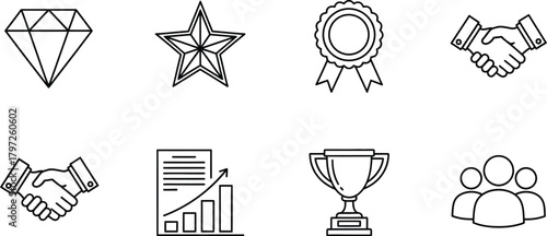 Achievement and success icons for presentation layouts