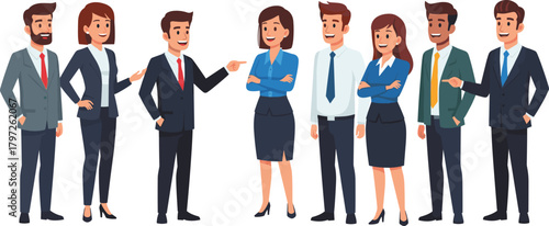 Group of business professionals communicating in office, teamwork and leadership concept, successful business meeting, corporate people discussion illustration