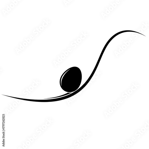 Abstract black curve with a smooth stone shape  