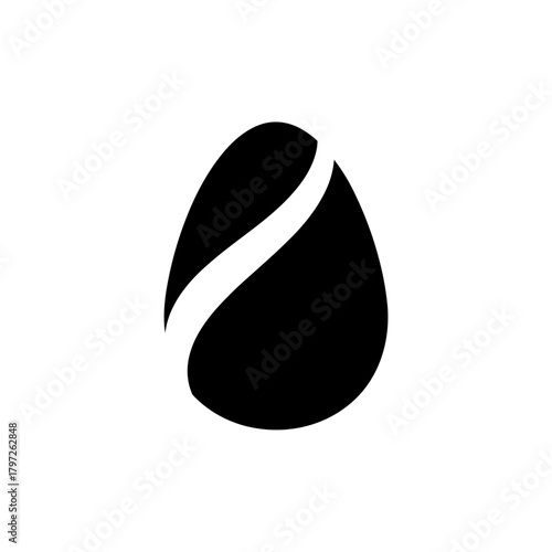 Black egg silhouette with contrasting curved line design  