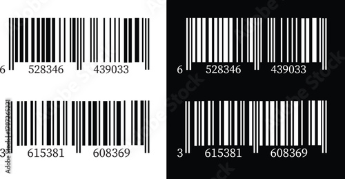 Barcode vector icon. Bar code black icon. Realistic barcode icon. Barcode vector icon with numbers. Universal product code for scanning. Fake bar code for product identification