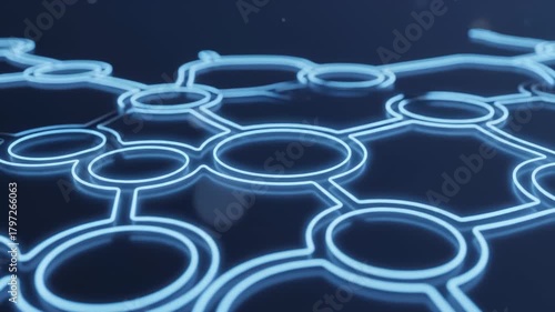 Abstract Geometric Network Transforms With Glowing Effects on Dark Background