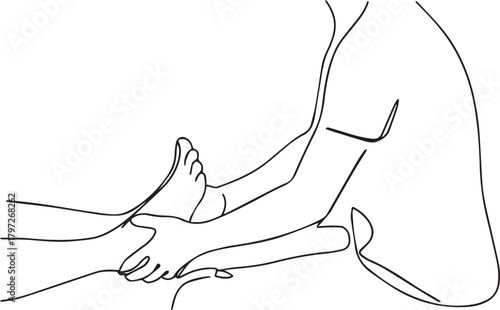 Continuous One Line Drawing of a Pedicure Session