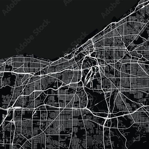 Cleveland City Map a streamlined network of urban transit routes is cleanly represented by this minimal using contrast and negative space to reveal the s structure begin of sentence.