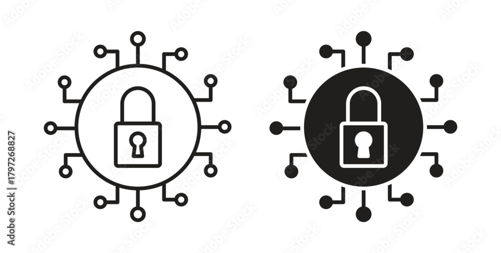 Obraz premium Cyber security icon concept set. Simple icon collection