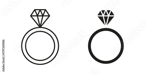 Diamond ring icon concept set. Simple icon collection