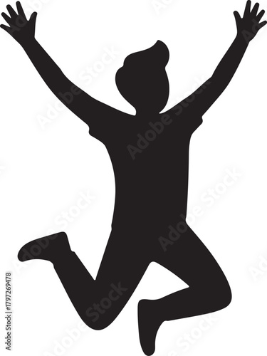 Joyful person jumping silhouette icon