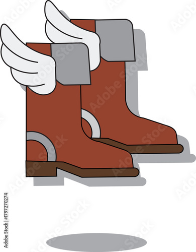 Brown winged boots representing speed and freedom of movement