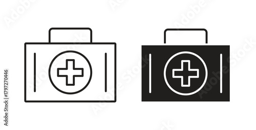 First aid box icon concept set. Simple icon collection