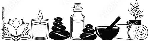  Meditation and spa accessories vector