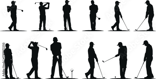 golf, golfer, swing, silhouette, posture, club, ball, stance, motion, sport, tee, drive, play, action, technique
