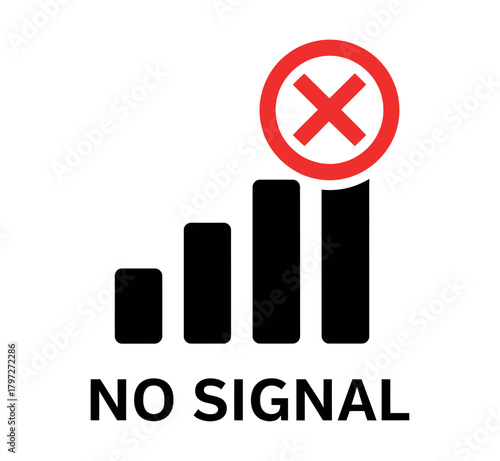 Clear and concise no signal icon set isolated on white background