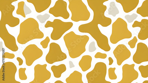 Giraffe Pattern: Golden Yellow and White Spotted Texture on White Background