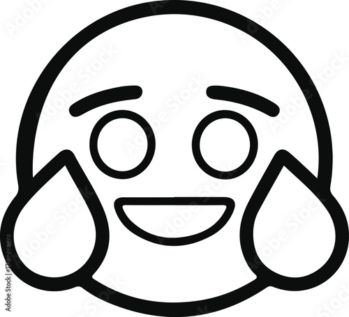 Blushing smiley face emoji outline icon, Simple line art emoji with a happy expression and blushing cheeks, suitable for messaging graphics, reactions, and playful digital designs.


