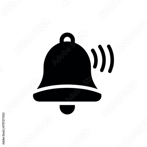 Black Bell Shape with Transparent Background Notification Alert Symbol Rining Icon