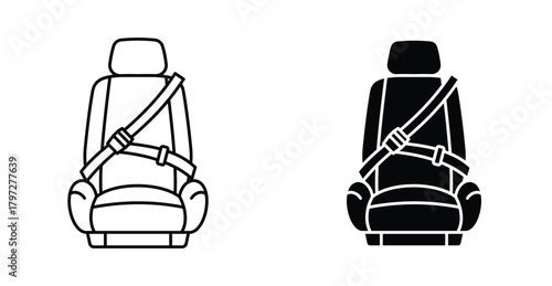 Car seat belt icon. Line with editable stroke and flat for Web