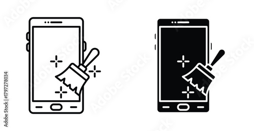 Cleaning mobile phone icon