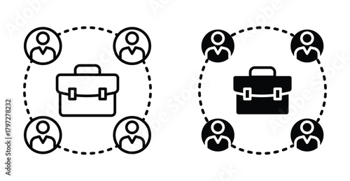 Co working icon set. Co working vector symbol in black filled and outlined style.