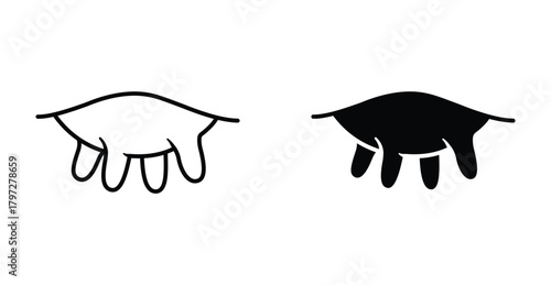 Cow Udder icon set. Cow udder vector symbol in black filled and outlined style.
