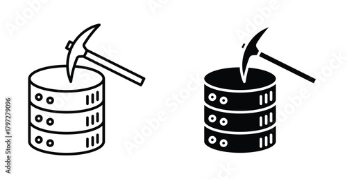 Data mining icon. Line with editable stroke and flat for Web