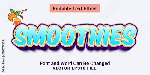 3d smoothies cartoon style text effect
