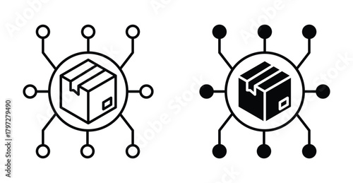 Distribution channel icon. Line with editable stroke and flat for Web