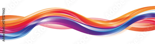 Colorful Abstract Wave Flow Vector Design on White Backdrop, Modern Artistic Style, Soft Smooth Curves, Perfect for Presentation Slides or Wallpapers