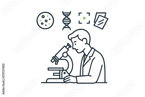 Professional scientist examining biological samples through a laboratory microscope