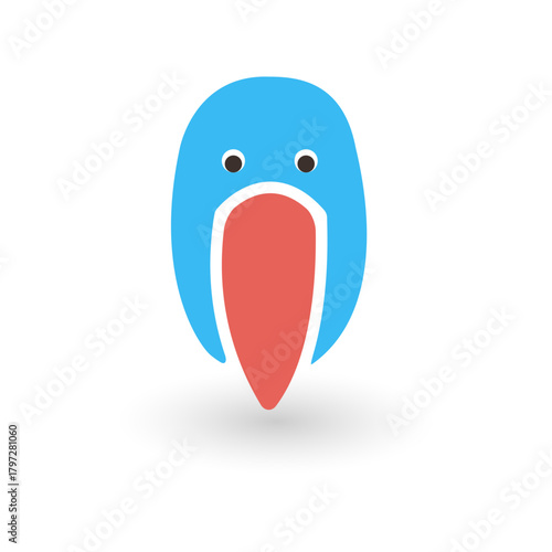 Cute cartoon bird illustration with large beak and friendly eyes, minimal design