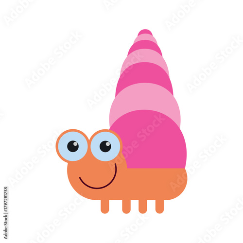 Cheerful cartoon snail with a spiral shell, perfect for adding whimsy to any design