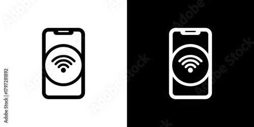 Smartphone Shape with a Round WIFI Symbol Connectivity Icon on White