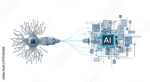 Cutting-edge AI technology connecting neural networks, powering innovation and the future of automation, perfect for tech startups and digital transformation