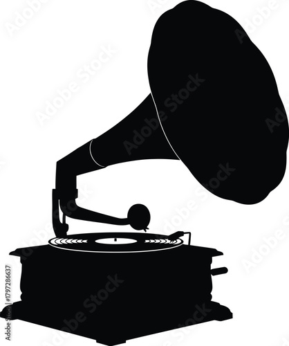 Silhouette of a vintage gramophone