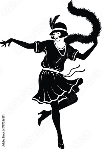 Silhouette of a flapper girl dancing