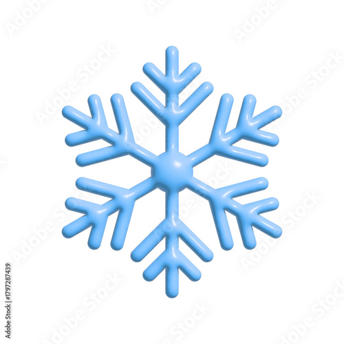 3d Ice flakes snowflake winter christmas concept isolated on white.