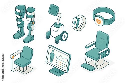 Modern medical devices, rehabilitation equipment, wearable technology, and patient monitoring tools