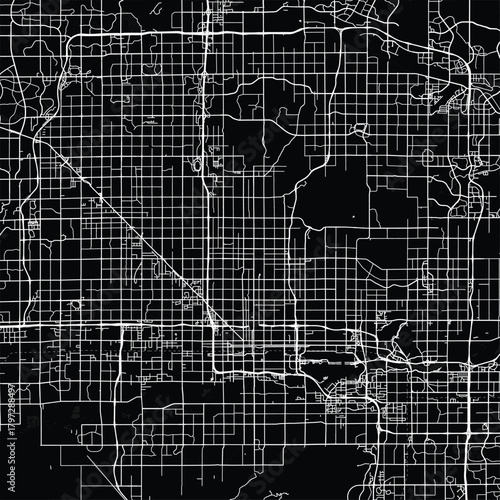 Phoenix City Map precision cut blocks form a balanced urban diagram where clean monochrome geometry conveys the structured order of a modern metropolis begin of sentence, emphasizing refined linework.