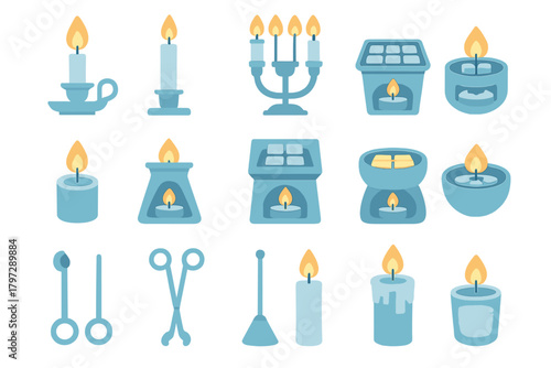 Burning candles, decorative holders, essential oil diffusers, and spa accessories