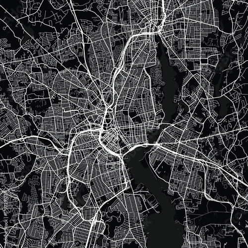 Providence City Map a clean line drawing in subtle monochrome defines the structured urban plan focusing on the intricate grid of the s core begin of sentence, emphasizing refined linework.