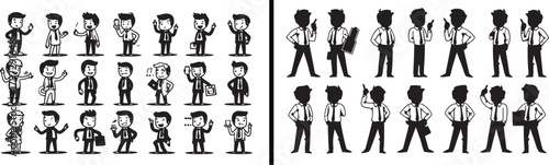 Office People Illustration, Business Character Drawing, Corporate Vector Design, Working Professionals Sketch, Minimal Office Artwork, Black and White Business Vector, Teamwork People Illustration, El