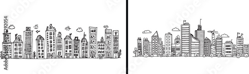  building doodle art, urban architecture vector, real estate design sketch, construction line artwork, city skyline illustration, modern building drawing, creative architecture design, black white bui