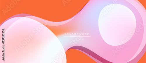 Abstract fluid shapes, orange, pink, blue gradients. Modern design, smooth curves, elegant background texture. Minimalist composition.