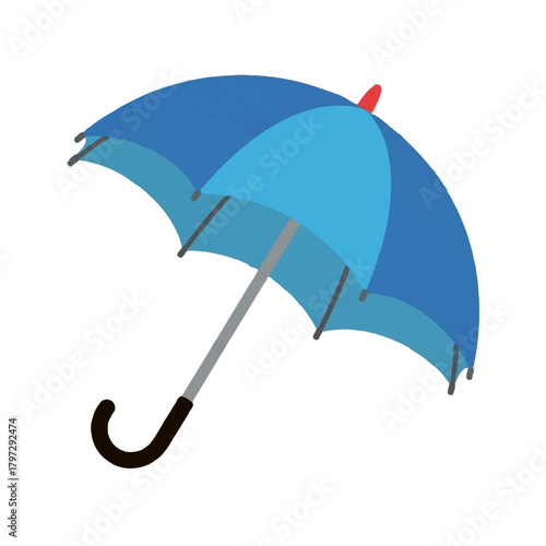 Minimalist and clean vector illustration of an umbrella, designed in flat style for icons, graphics, and weather-themed projects