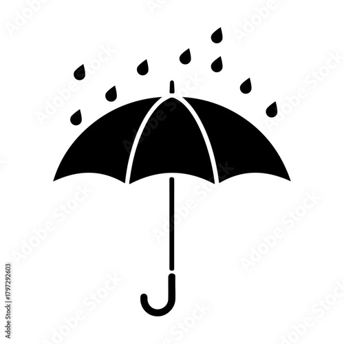 Minimalist and clean vector illustration of an umbrella, designed in flat style for icons, graphics, and weather-themed projects